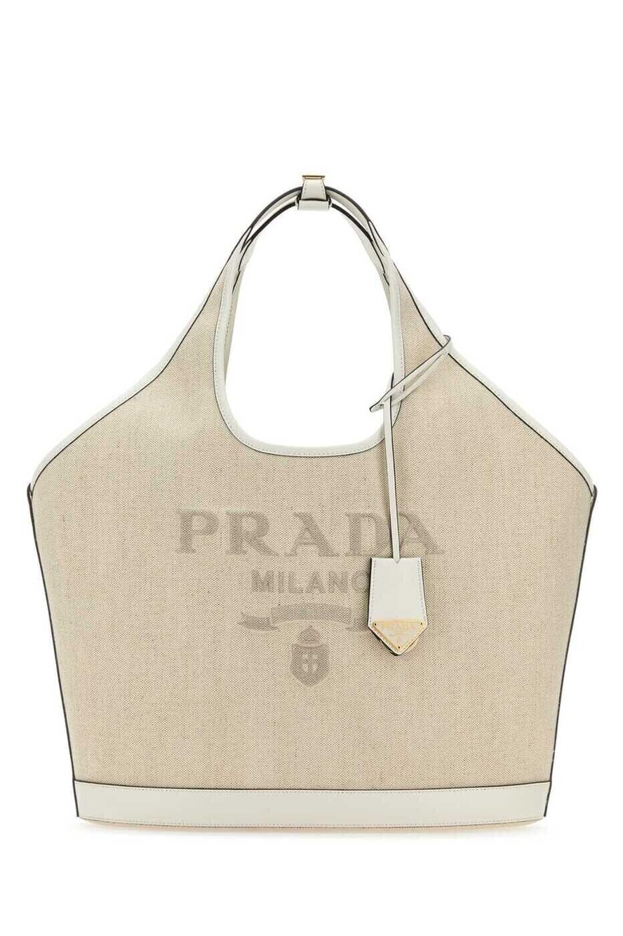 Prada Canapa Logo Canvas Tote Bag Tan